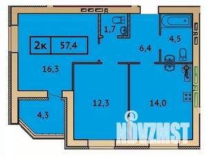 2-к квартира, вторичка, 57м2, 6/9 этаж