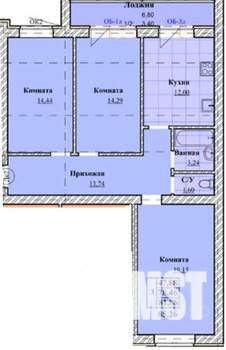 3-к квартира, строящийся дом, 82м2, 8/8 этаж