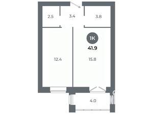 Студия квартира, вторичка, 42м2, 9/9 этаж