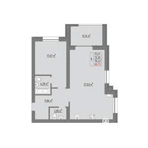 1-к квартира, строящийся дом, 81м2, 5/9 этаж