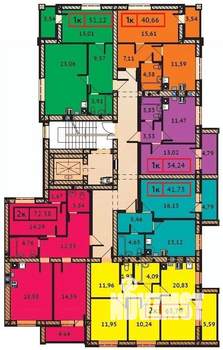 1-к квартира, строящийся дом, 51м2, 5/9 этаж