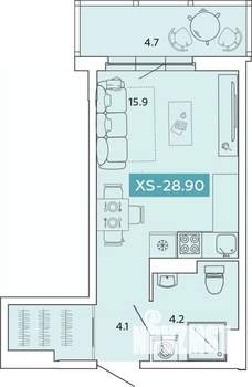 1-к квартира, вторичка, 29м2, 8/14 этаж