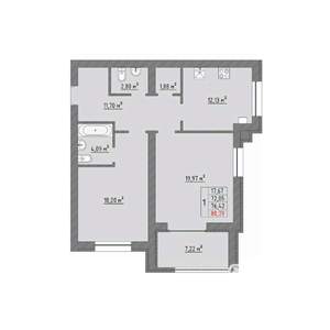 2-к квартира, вторичка, 78м2, 6/9 этаж