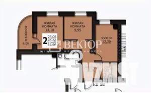 2-к квартира, вторичка, 53м2, 4/10 этаж