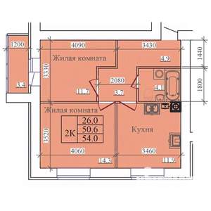 2-к квартира, вторичка, 54м2, 1/14 этаж