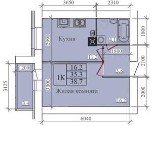 1-к квартира, вторичка, 39м2, 5/14 этаж