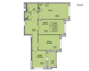 3-к квартира, вторичка, 83м2, 8/11 этаж