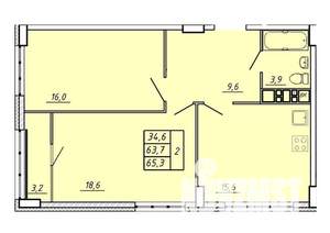 2-к квартира, строящийся дом, 65м2, 14/17 этаж