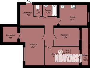 3-к квартира, строящийся дом, 100м2, 5/9 этаж