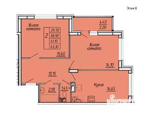 2-к квартира, вторичка, 63м2, 9/11 этаж