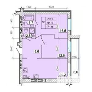3-к квартира, вторичка, 71м2, 11/14 этаж