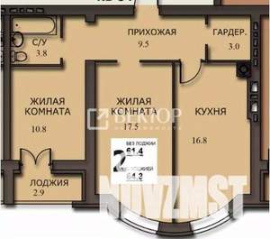 2-к квартира, вторичка, 64м2, 9/10 этаж