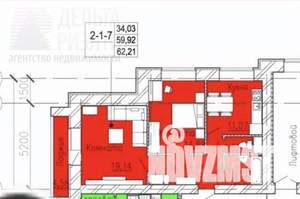 2-к квартира, вторичка, 62м2, 6/14 этаж