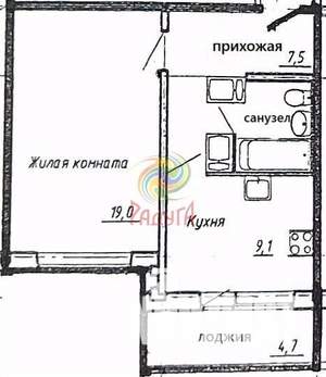 1-к квартира, вторичка, 44м2, 3/17 этаж