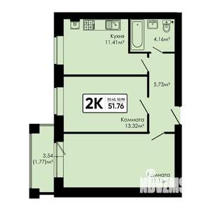 2-к квартира, вторичка, 52м2, 3/4 этаж