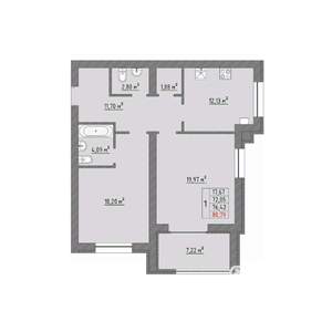 2-к квартира, вторичка, 78м2, 3/9 этаж