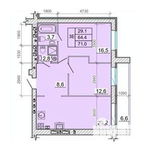 3-к квартира, вторичка, 71м2, 13/14 этаж