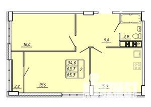 2-к квартира, строящийся дом, 65м2, 7/17 этаж