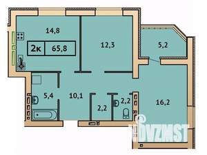 2-к квартира, строящийся дом, 66м2, 5/9 этаж