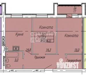 2-к квартира, вторичка, 66м2, 8/9 этаж