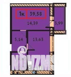 1-к квартира, строящийся дом, 40м2, 7/9 этаж