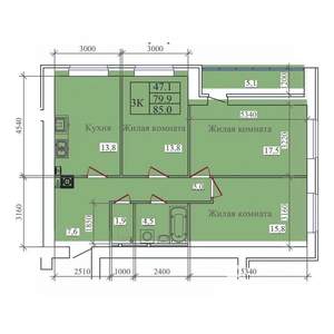 3-к квартира, вторичка, 79м2, 9/14 этаж