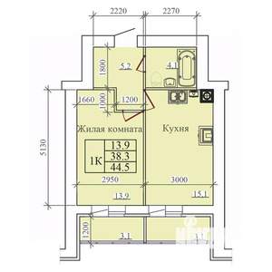 1-к квартира, вторичка, 38м2, 12/14 этаж
