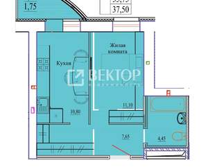 1-к квартира, вторичка, 38м2, 5/9 этаж