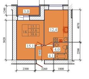 1-к квартира, вторичка, 39м2, 5/14 этаж