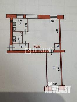 2-к квартира, вторичка, 55м2, 1/5 этаж