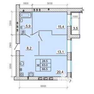 3-к квартира, вторичка, 67м2, 3/14 этаж