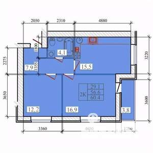 2-к квартира, вторичка, 60м2, 13/14 этаж